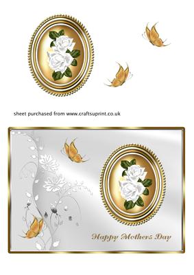 White Roses in Gold Oval Frame - Mothers Day