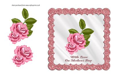 Pink Roses Mothers Day Card Front