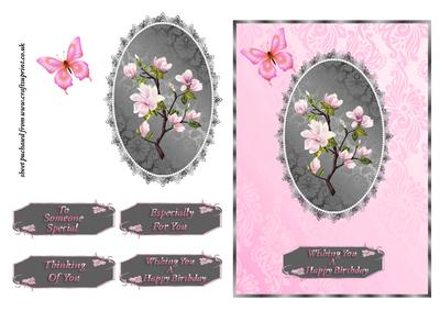 Pink Magnolias & Butterfly
