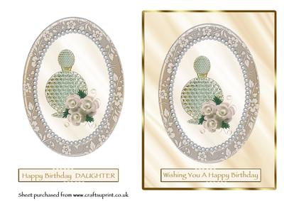 Perfume & Roses in Oval Frame - Ivory