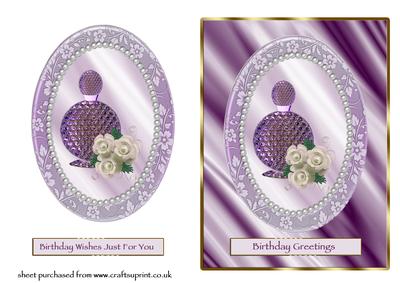 Perfume & Roses in Oval Frame - Purple