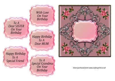 Pink Roses & Flourish Frame