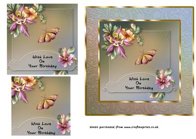 Flowers & Butterfly Pyramid Card