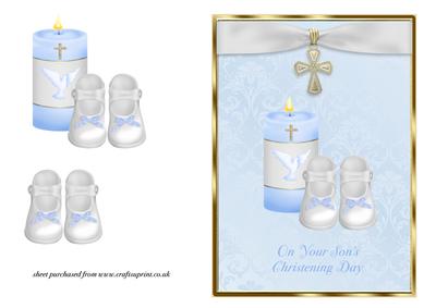 Candle & Bootees Christening Card - Your Son