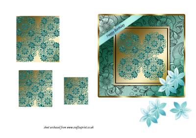 Flowers & Lace Pyramid Card
