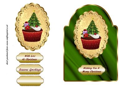 Dome Shaped Cupcake Christmas Card Front