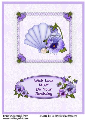 A4 Birthday Pansies for Mum