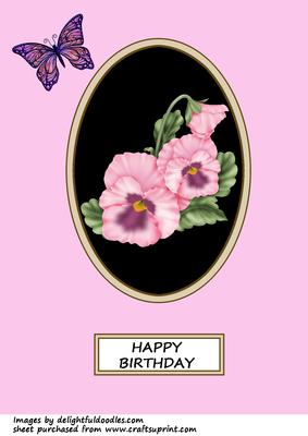Pink Pansy in Oval Frame