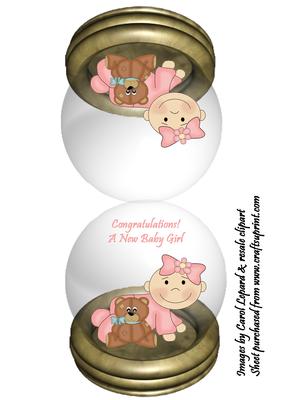 New Baby Girl Snow Globe