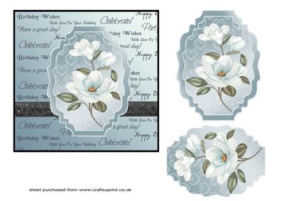 Blue Magnolias Topper on Sentiments Background