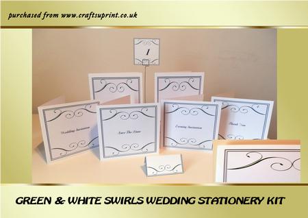 Green & White Swirls Wedding Stationery Kit