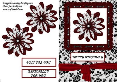 Red & White Flower on Black Lace