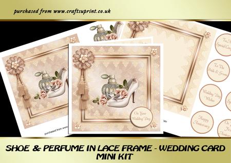 Shoe & Perfume in Lace Frame - Wedding Card Mini Kit