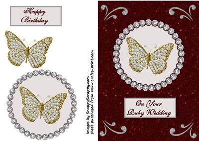 Diamond Butterfly on Red Glitter