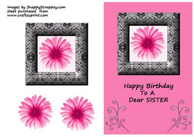 Pink Flower in Black Lace Frame - Sister