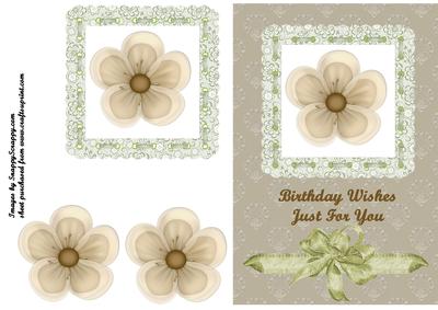 Cream Flower in Green Lace Frame