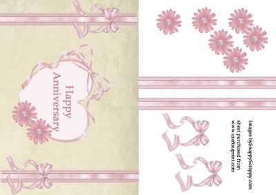 Pink Heart Anniversary Card