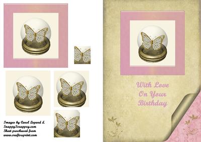Diamond Butterfly in Snow Globe