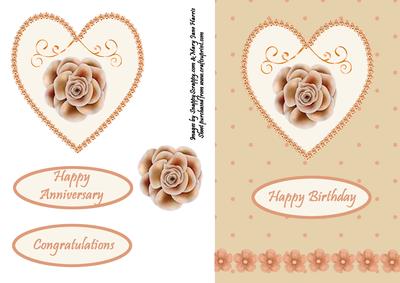 Peach Flower in Jewelled Heart Frame