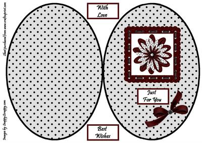 Oval Red & White Flower on Spotted Background