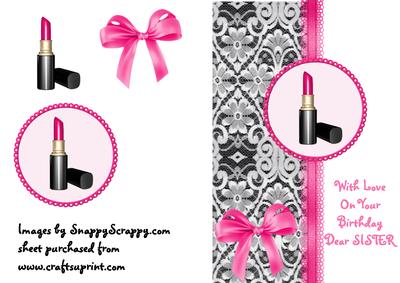 Pink Lipstick Card - Sister