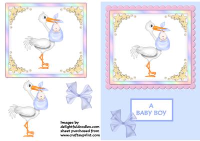 Baby Boy Stork Card
