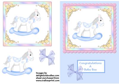Baby Boy Rocking Horse Card