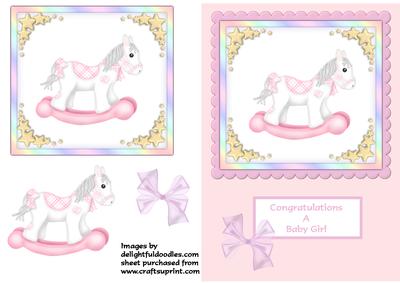 Baby Girl Rocking Horse Card