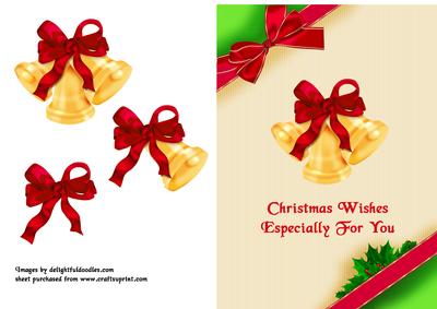 Gold Bells Christmas Card Front