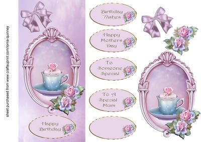 Lilac Cupcake& Roses Dl Card