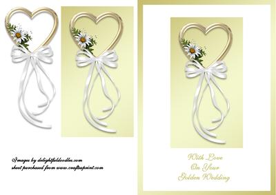 Gold Heart and Flowers Golden Wedding