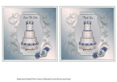 Blue Wedding Cake Save the Date/thank You