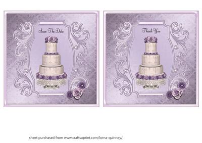 Lilac Wedding Cake Save the Date & Thank You Cards
