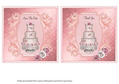 Pink Wedding Cake Save the Date & Thank You Cards