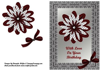 Red & White Flower in Black Lace Frame
