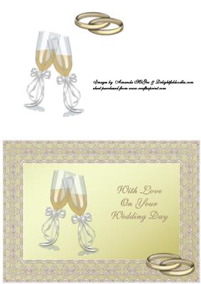 Wedding Champagne Glasses in Lace Frame