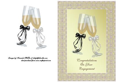 Engagement Champagne Glasses in Lace Frame