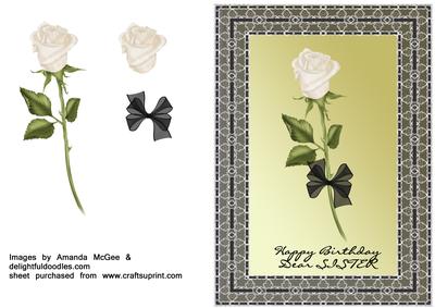 White Rose in Black Lace Frame - Sister