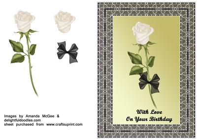 White Rose in Black Lace Frame