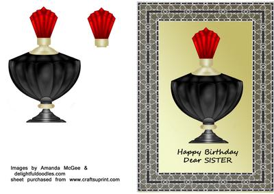 Perfume Bottle in Black Lace Frame - Sister