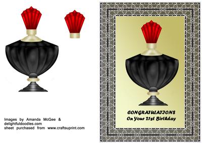 Perfume Bottle in Black Lace Frame - 21st