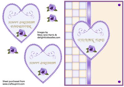 Pansy in Lilac Jewelled Heart