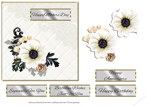White Floral Mothers Day Card Front