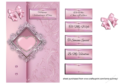 Pink Heart Valentines Card