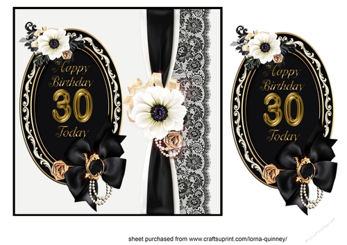 Black & White 30th Birthday Card
