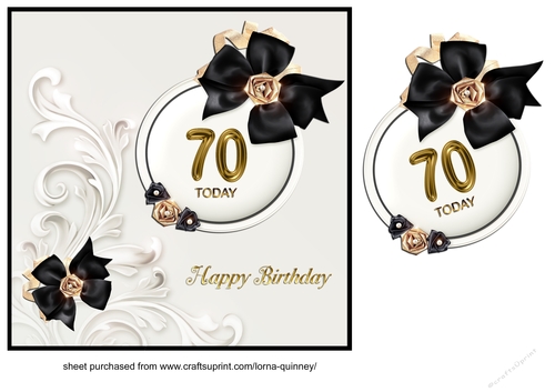 Black & White 70th Birthday Card