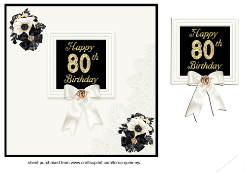 Black & White 80th Birthday Card