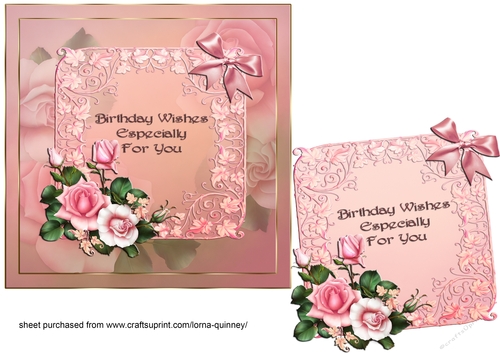 Pink Roses Birthday Card