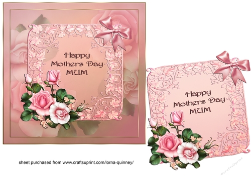 Pink Roses Mothers Day Card