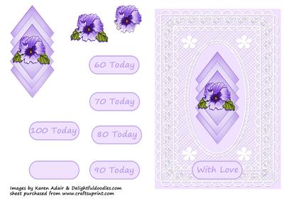 Pansy & Lace Ages Card Front